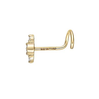 Lila Moon 10k Gold Cubic Zirconia Curved Nose Ring Stud