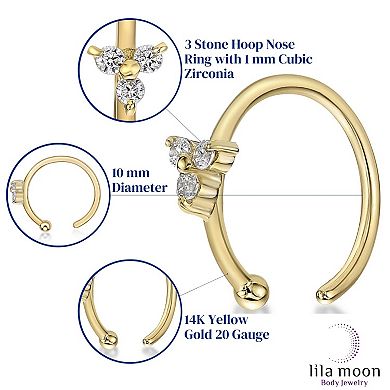 Lila Moon 14k Gold Cubic Zirconia Triangle Open Nose Ring