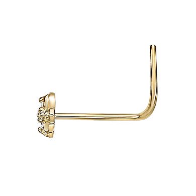 Lila Moon 14k Gold Cubic Zirconia Flower Curved Nose Ring Stud