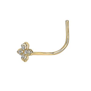 Lila Moon 14k Gold Cubic Zirconia Flower Curved Nose Ring Stud