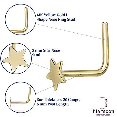 Lila Moon 14k Gold Star Nose Ring Stud