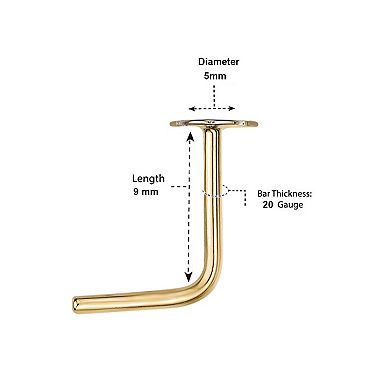 Lila Moon 14k Gold Hamsa Hand 90-Degree Nose Ring Stud