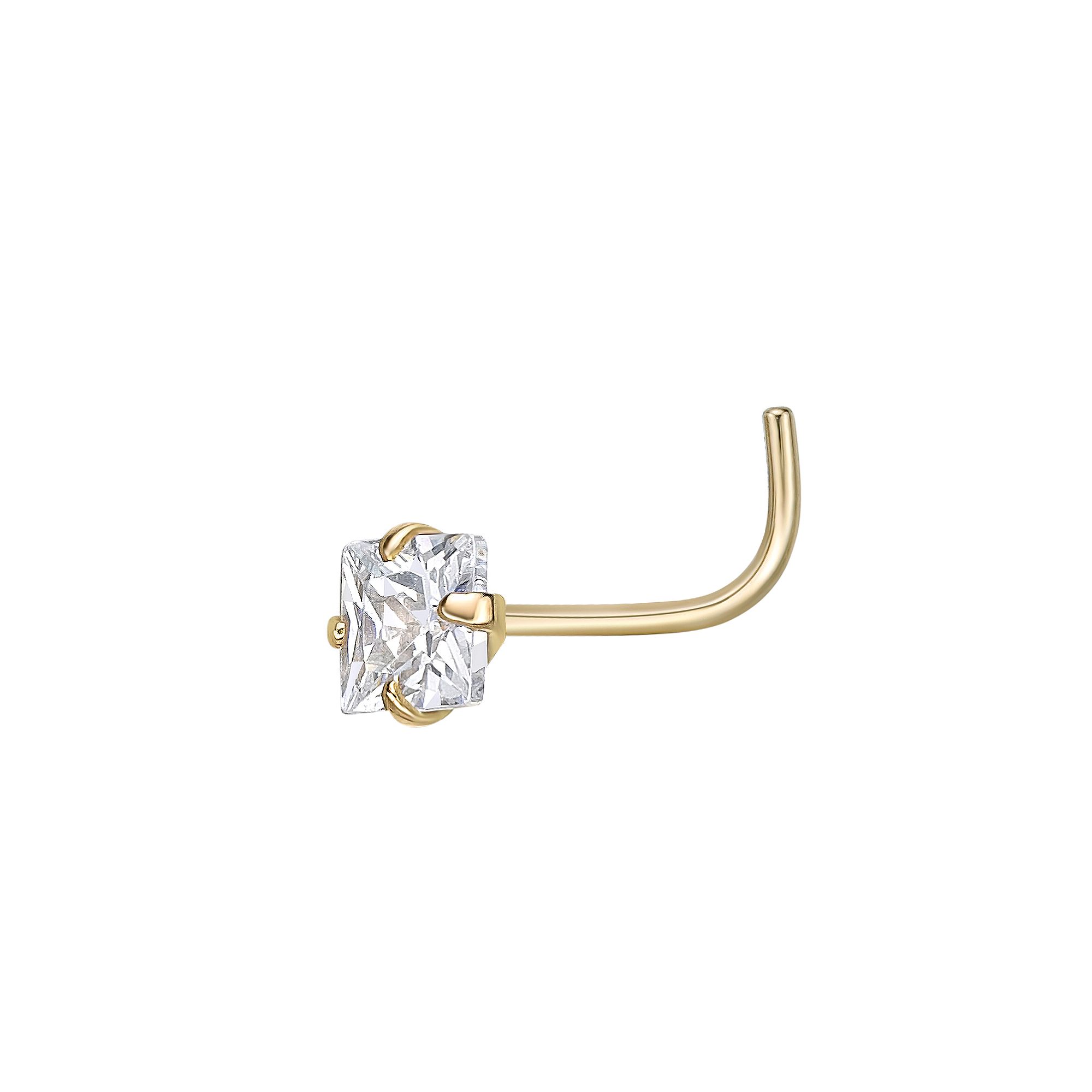 Lila Moon 14k Gold Cubic Zirconia Curved Nose Ring Stud, Womens
