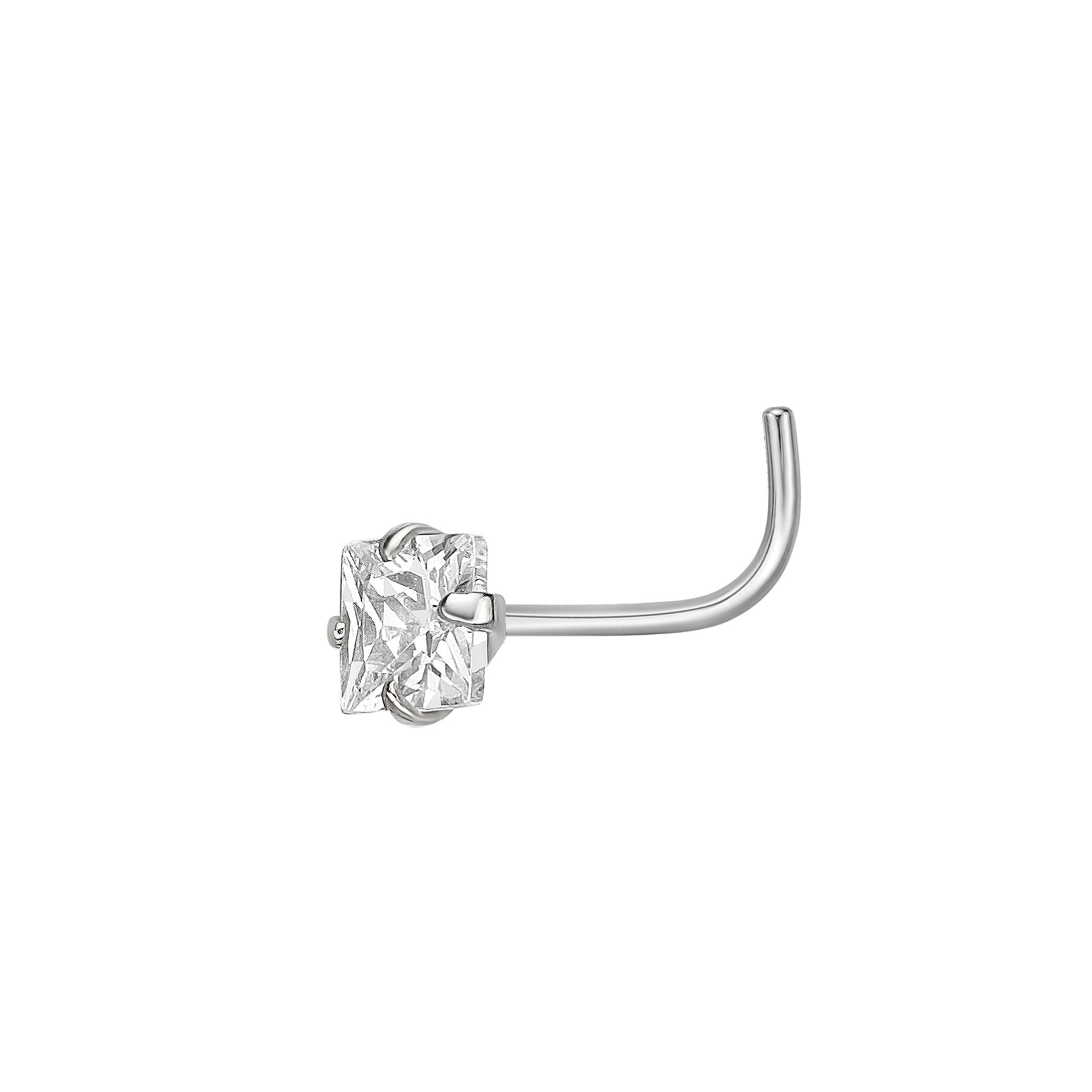 Lila Moon 14k Gold Cubic Zirconia Curved Nose Ring Stud, Womens, 14k White