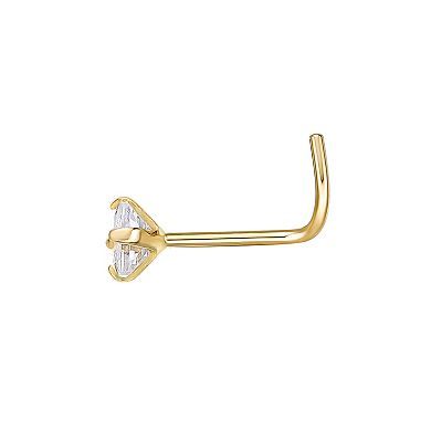 Lila Moon 14k Gold Cubic Zirconia Curved Nose Ring Stud