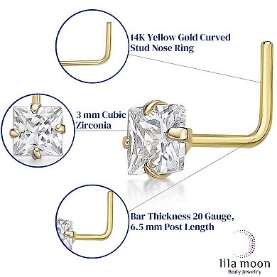 Lila Moon 14k Gold Cubic Zirconia Curved Nose Ring Stud