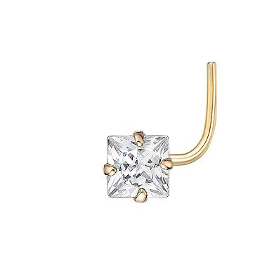 Lila Moon 14k Gold Cubic Zirconia Curved Nose Ring Stud