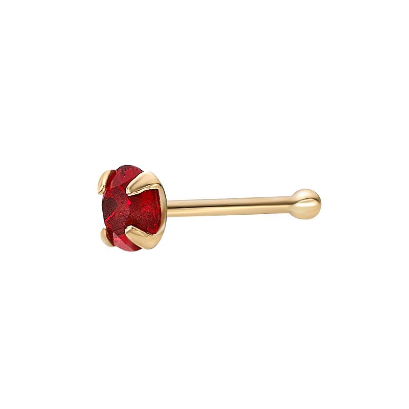 Lila Moon 14k Gold 3 mm Red Crystal Nose Ring Stud, Womens