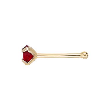 Lila Moon 14k Gold 3 mm Red Crystal Nose Ring Stud
