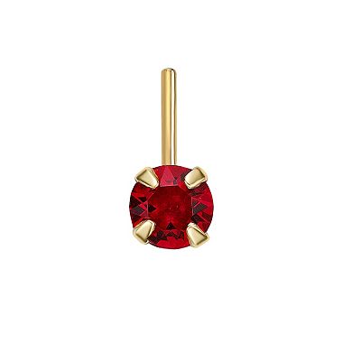 Lila Moon 14k Gold 3 mm Red Crystal L-Shape Nose Ring