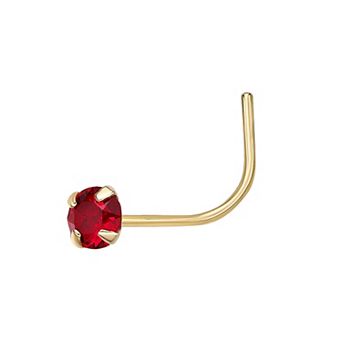 Lila Moon 14k Gold 3 mm Red Crystal Curved Nose Ring