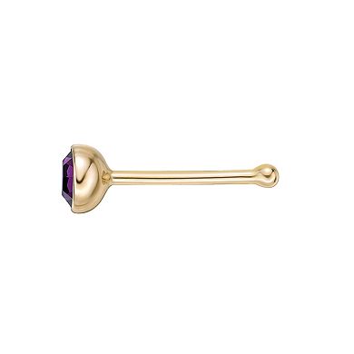 Lila Moon 14k Gold 3 mm Purple Crystal Nose Ring Stud