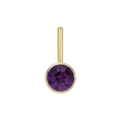 Lila Moon 14k Gold 3 mm Purple Crystal L-Shape Nose Ring