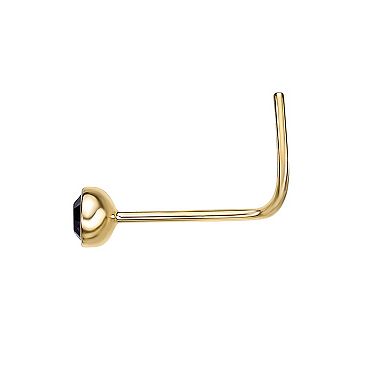 Lila Moon 14k Gold 3 mm Purple Crystal Curved Nose Stud