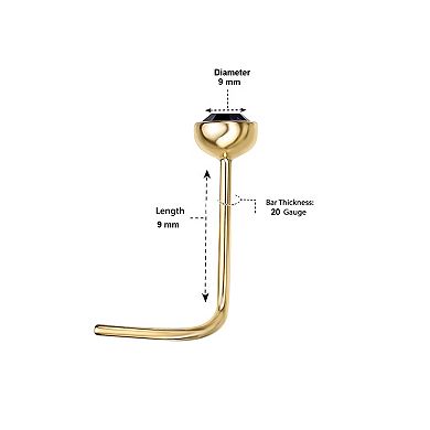 Lila Moon 14k Gold 3 mm Purple Crystal Curved Nose Stud