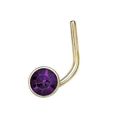 Lila Moon 14k Gold 3 mm Purple Crystal Curved Nose Stud