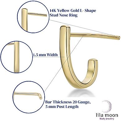 Lila Moon 14k Gold 90-Degree J-Hoop Nose Ring