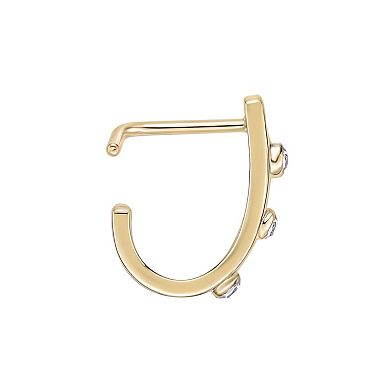 Lila Moon 14k Gold Cubic Zirconia 90-Degree J-Hoop Nose Ring