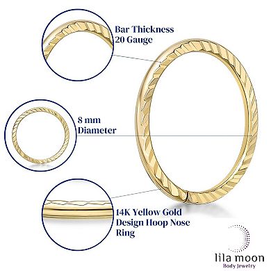 Lila Moon 14k Gold 8 mm Textured Seamless Nose Ring