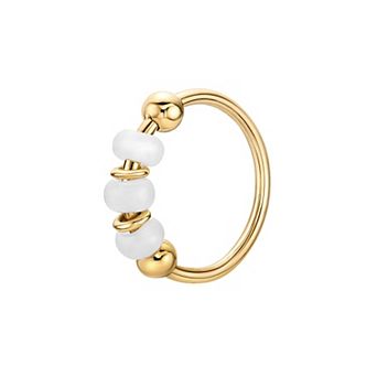 Lila Moon 14k Gold Seamless White Bead Nose Ring