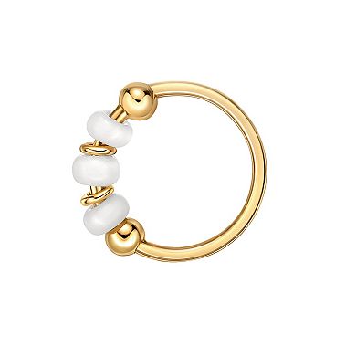 Lila Moon 14k Gold Seamless White Bead Nose Ring