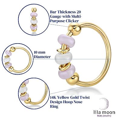 Lila Moon 14k Gold Seamless Pink Beaded Nose Ring