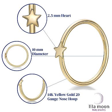 Lila Moon 14k Gold 8 mm Seamless Star Nose Ring