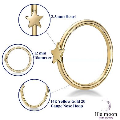 Lila Moon 14k Gold 10 mm Seamless Star Nose Ring