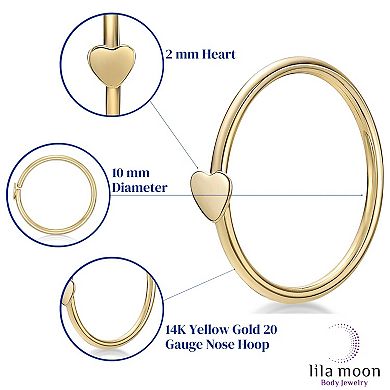 Lila Moon 14k Gold 8 mm Seamless Heart Nose Ring