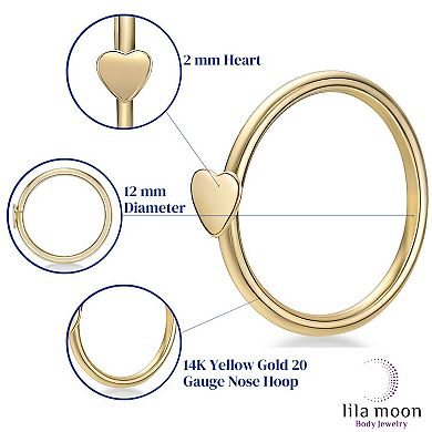 Lila Moon 14k Gold 10 mm Seamless Heart Nose Ring