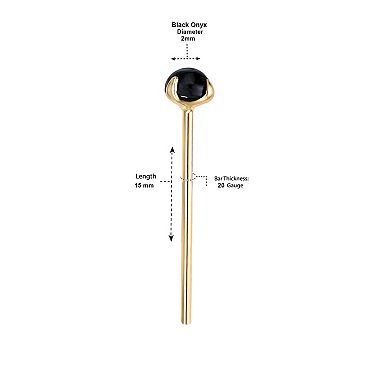 Lila Moon 14k Gold 2.5 mm Onyx Nose Stud