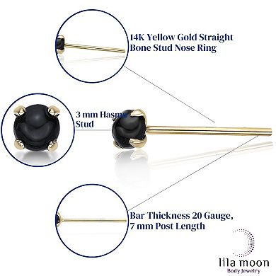 Lila Moon 14k Gold 2.5 mm Onyx Nose Stud