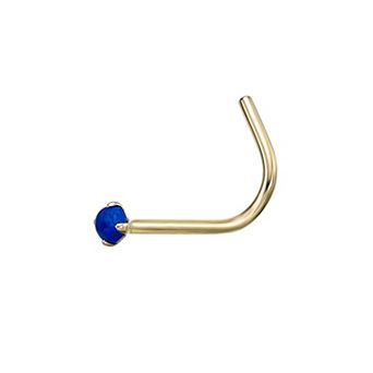 Lila Moon 14k Gold Lab-Created Blue Opal Curved Nose Ring Stud