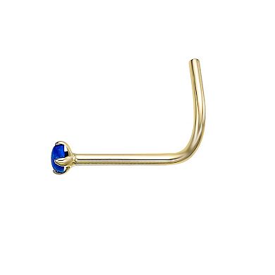 Lila Moon 14k Gold Lab-Created Blue Opal Curved Nose Ring Stud