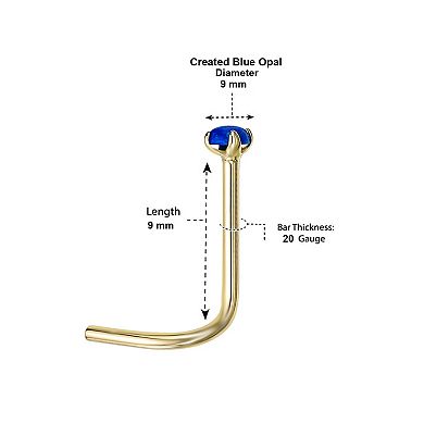 Lila Moon 14k Gold Lab-Created Blue Opal Curved Nose Ring Stud