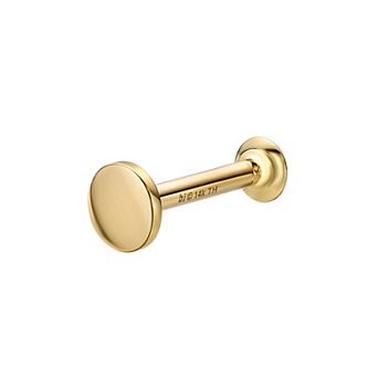 Lila Moon 14k Gold Internal Threaded Disc Micro Labret Lip Stud