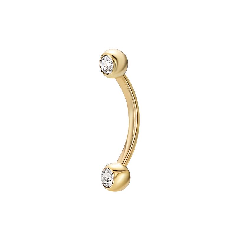 Lila Moon 14k Gold Cubic Zirconia Barbell Eyebrow Ring, Womens, White