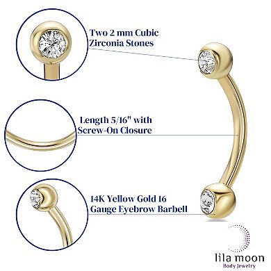Lila Moon 14k Gold Cubic Zirconia Barbell Eyebrow Ring