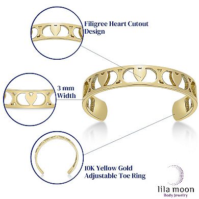 Lila Moon 10k Gold Filigree Heart Toe Ring