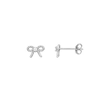 PRIMROSE Sterling Silver Cubic Zirconia Bow Stud Earrings