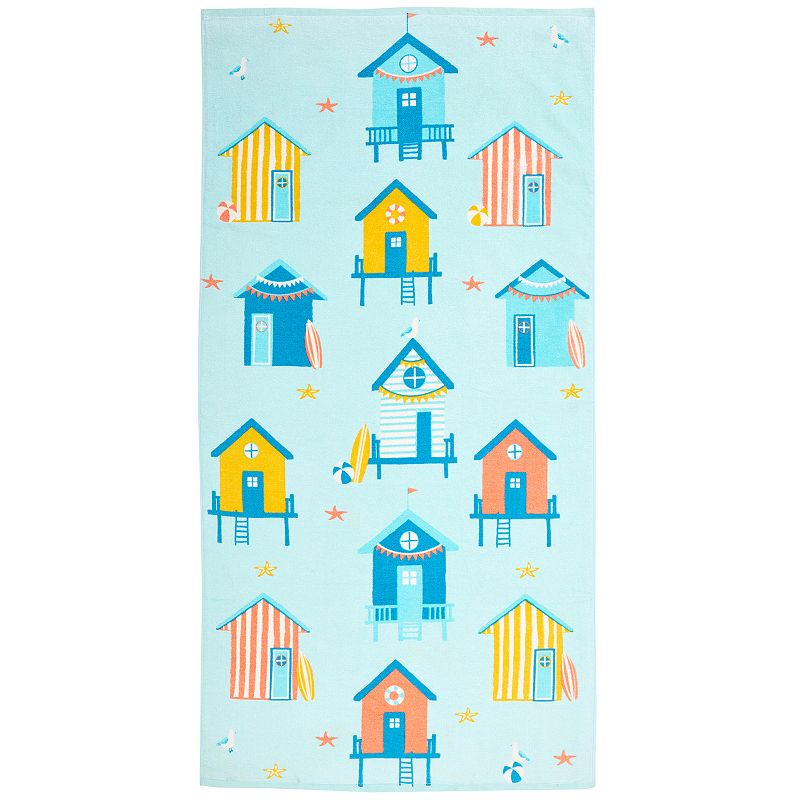 Great Bay Home Cotton Vibrant Prints Quick Dry Beach Towel, Multicolor, 30X