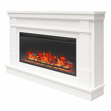 Ameriwood Home Elmcroft Wide Mantel with Linear Electric Fireplace