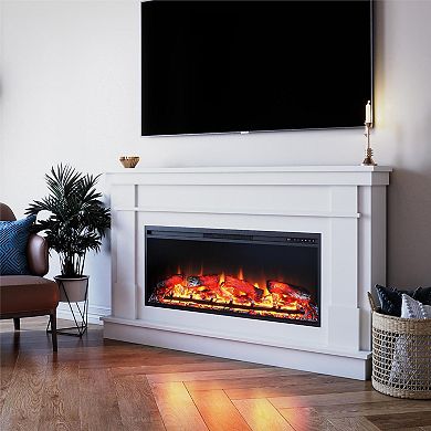 Ameriwood Home Elmcroft Wide Mantel with Linear Electric Fireplace