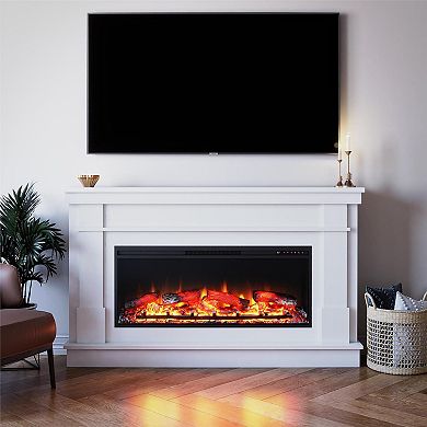 Ameriwood Home Elmcroft Wide Mantel with Linear Electric Fireplace