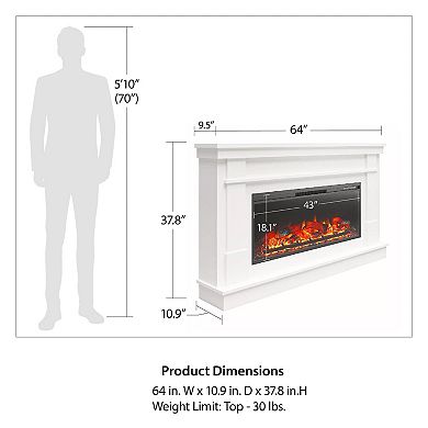 Ameriwood Home Elmcroft Wide Mantel with Linear Electric Fireplace