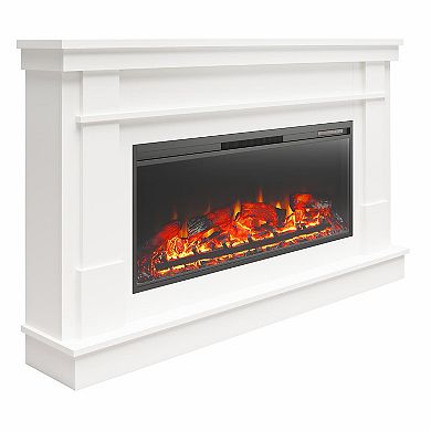 Ameriwood Home Elmcroft Wide Mantel with Linear Electric Fireplace
