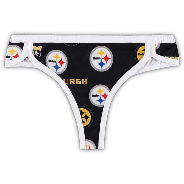 Women's Concepts Sport Black/White Pittsburgh Steelers Breakthrough Knit  Thong