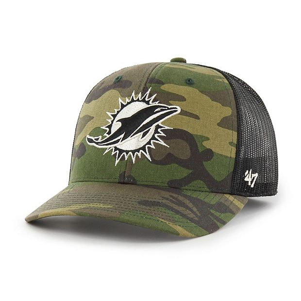 Men's '47 Camo/Black Miami Dolphins Trucker Adjustable Hat