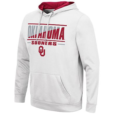 Men's Colosseum White Oklahoma Sooners Slash Stack 2.0 Pullover Hoodie