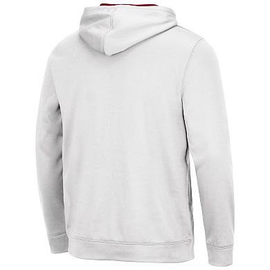 Men's Colosseum White Oklahoma Sooners Slash Stack 2.0 Pullover Hoodie